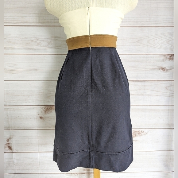 Diane Von Furstenberg Rhythm Dress in Ivory and Navy Strapless Two Tone Size 4 - Picture 4 of 8